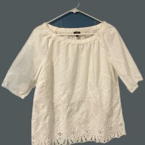 Talbots White Embroidered Blouse